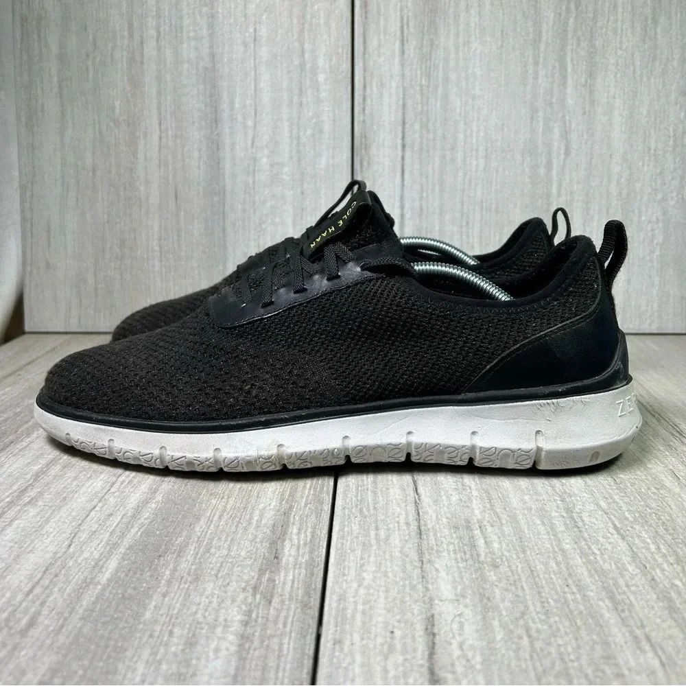 Cole Haan Black Knit Casual Oxfords with White Sole